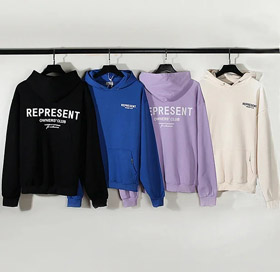 REPRESENT Printed Drawstring Hooded Jersey Sweatshirt-4497