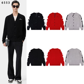 AMIRI Embroidered Logo Single-Breasted Cardigan V-Neck Long-Sleeve Knit Sweater-4558